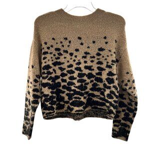 Rag Poets Women's Cropped Pullover Sweater Tan/Black Print Size XS